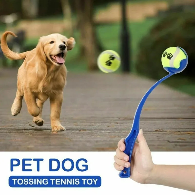 Interactive Dog Ball Launcher-Hands-Free Tennis Ball Thrower for Outdoor Fetch & Exercise