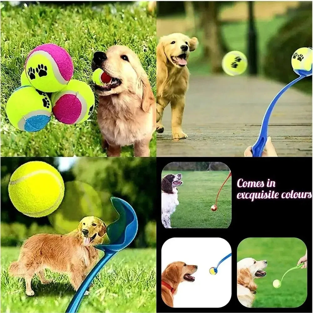 Interactive Dog Ball Launcher-Hands-Free Tennis Ball Thrower for Outdoor Fetch & Exercise