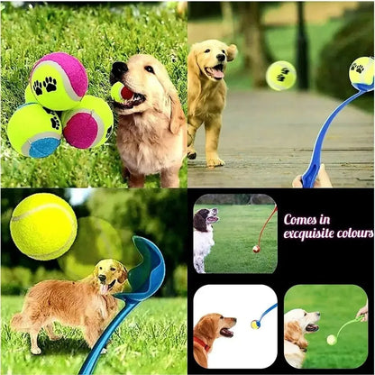 Interactive Dog Ball Launcher-Hands-Free Tennis Ball Thrower for Outdoor Fetch & Exercise