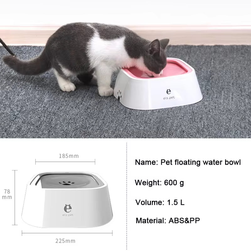 Non-Spill Floating Dog & Cat Water Bowl - Anti-Overturn Dispenser for Mess-Free Hydration