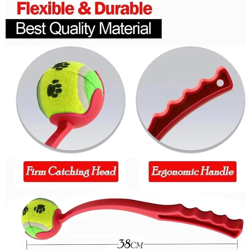 Interactive Dog Ball Launcher-Hands-Free Tennis Ball Thrower for Outdoor Fetch & Exercise