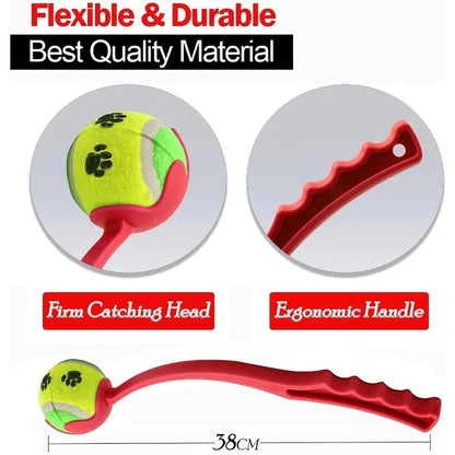 Interactive Dog Ball Launcher-Hands-Free Tennis Ball Thrower for Outdoor Fetch & Exercise