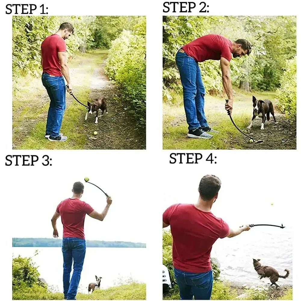 Interactive Dog Ball Launcher-Hands-Free Tennis Ball Thrower for Outdoor Fetch & Exercise