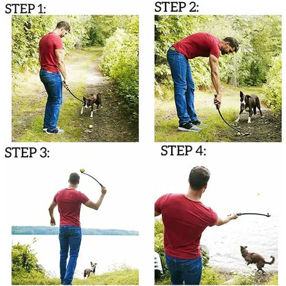 Interactive Dog Ball Launcher-Hands-Free Tennis Ball Thrower for Outdoor Fetch & Exercise